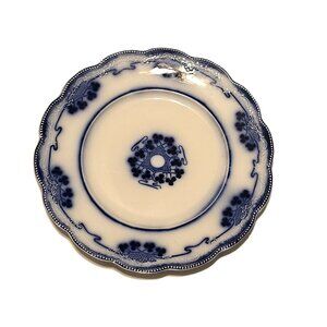 Antique Lorne White & Blue Clover Dinner Plate 10" Scalloped Crazing Blemishes